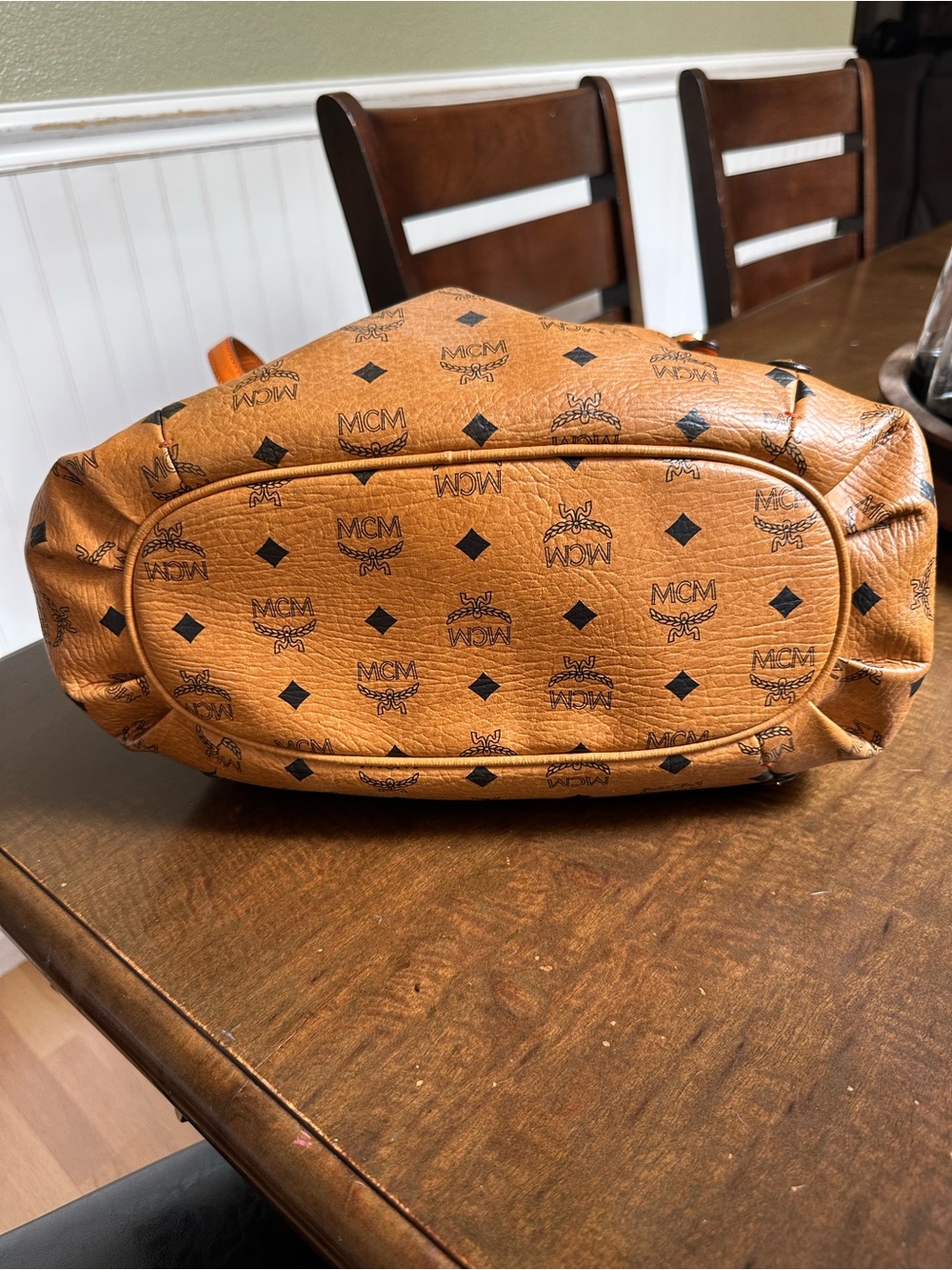 MCM Cognac Visetos Drawstring Bucket Shoulder Bag with Gold Hardware - Picture 3 of 4